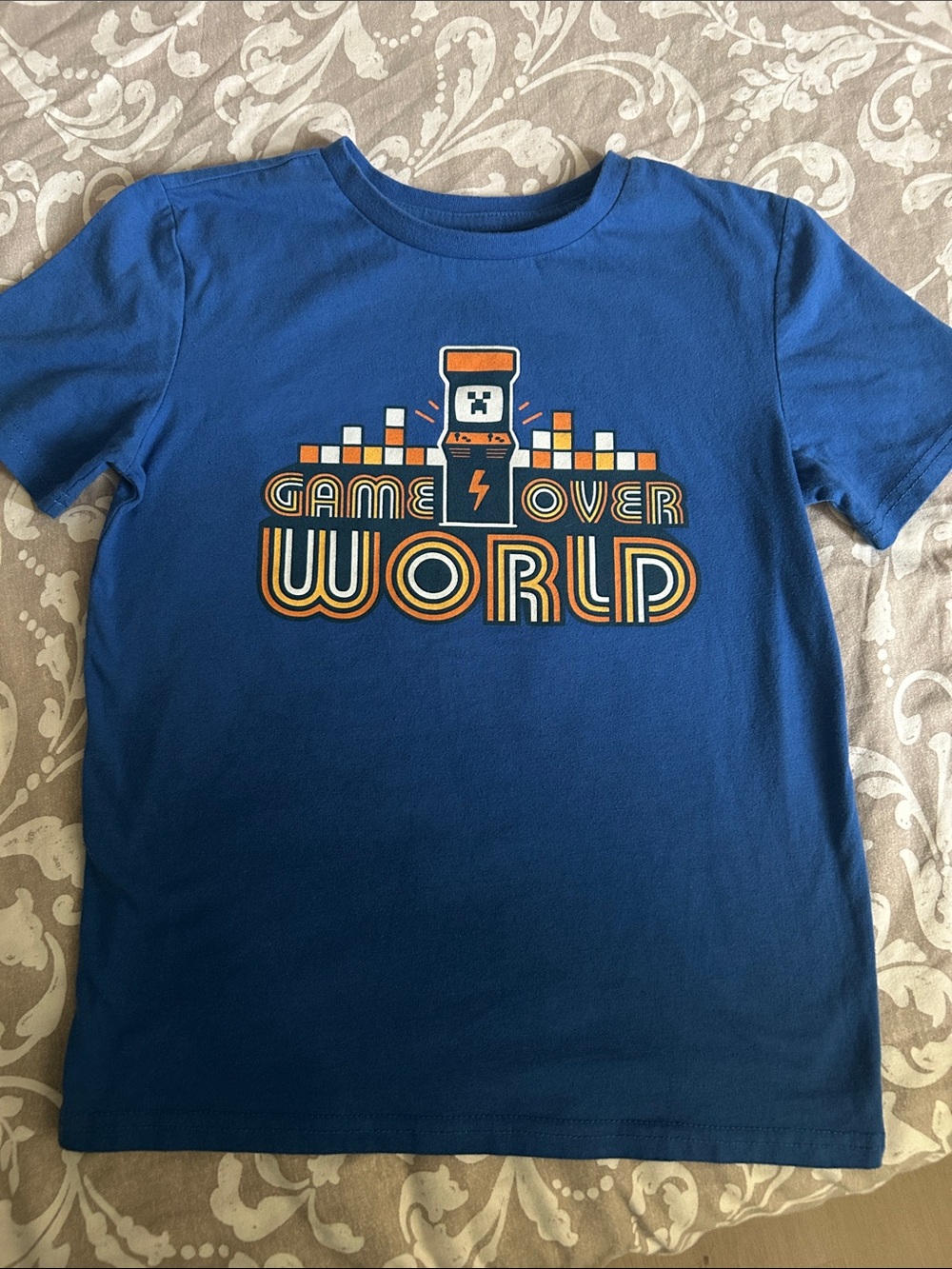 Minecraft 7-8 year old(Tag says Medium) Boys' Blue 'Game Over World' Graphic Tee